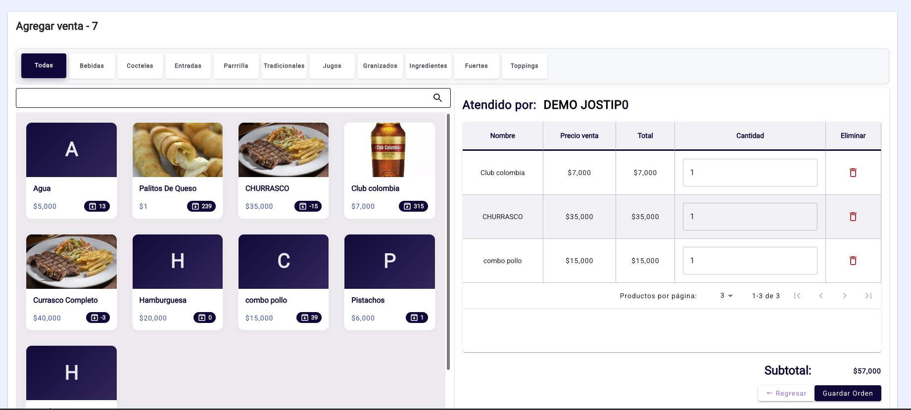 Jostip POS - Vista de la aplicación principal